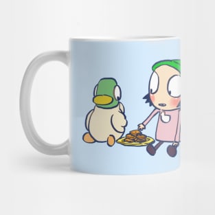 sarah and duck sharing cookies / children's cartoon Mug